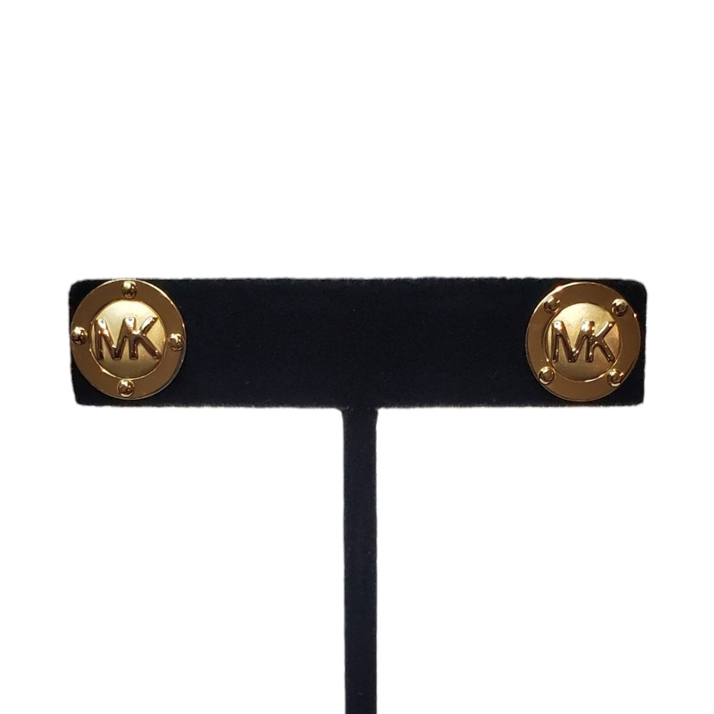 Michael Kors Gold-Tone Signature Logo Stud Post Back Pierced Earrings
